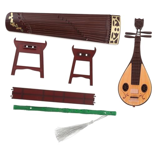 LOPUNER Miniaturset Chinesische Musikinstrumente Guzheng und Pipa Zubehör für Puppenhaus Dekoration für Kreative Spielwelten und Mikro Landschaften von LOPUNER