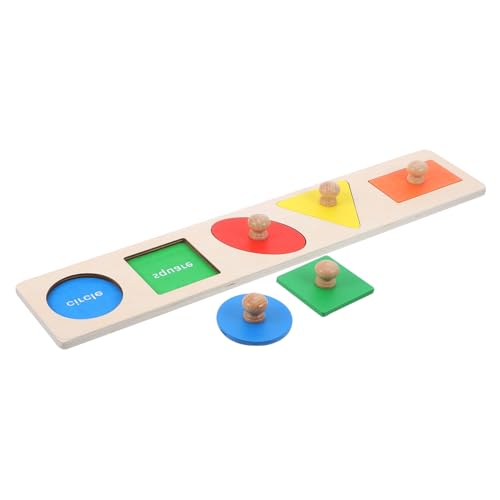 LOPUNER Montessori Holz Steckpuzzle Teilig Lernspielzeug mit Griff Geometrische Formen Farben Sortierspielzeug zur Frühkindlichen Geeignet für Kleinkinder von LOPUNER