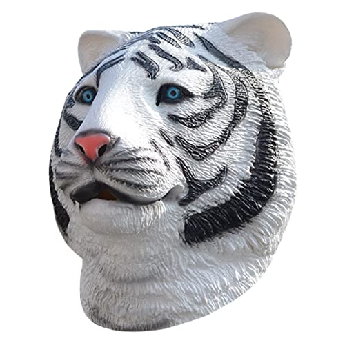 LOPUNER Realistische Tiger Gesichtsmaske aus Kreative Tierkopf für Faschingskostüme Karneval und Performance Atmungsaktiv Formstabil Geruchlos Weißer Tiger von LOPUNER