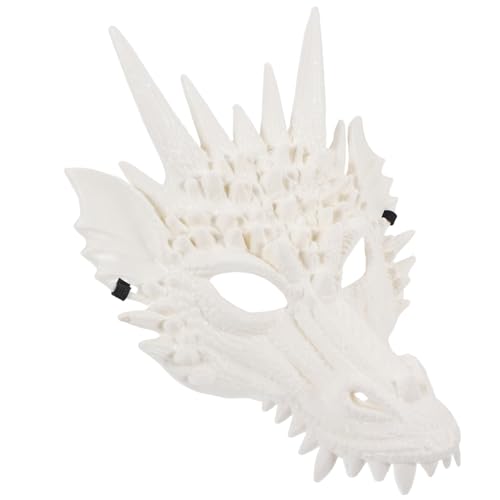 LOPUNER Vollgesichtige Drachenmaske Halloween Frauen Drachenmaskerade Maske Party Papier Drachenmaske Maskendrachenmaske Gruselige Tier Cosplay Kostümmaske Weißer von LOPUNER