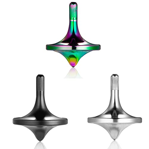 LOQATIDIS Metall Edelstahl Kreisel, 3PCS gut gestaltetes EDC Dekompressions Spielzeug, perfekt ausbalanciert und sanftes Rollen, hilft, Stress und Angst abzubauen von LOQATIDIS