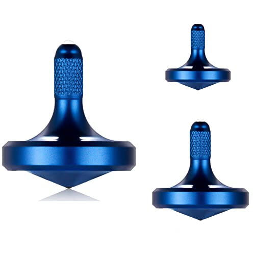LOQATIDIS Metall Edelstahl Kreisel, gut gestaltetes EDC Dekompressions Spielzeug, perfekt ausbalanciert und sanftes Rollen, hilft, Stress und Angst abzubauen (3PCS L+M+S/Blau) von LOQATIDIS