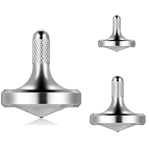 Metall Edelstahl Kreisel, gut gestaltetes EDC Dekompressions Spielzeug, perfekt ausbalanciert und sanftes Rollen, hilft, Stress und Angst abzubauen (3PCS L+M+S/Silber) von LOQATIDIS