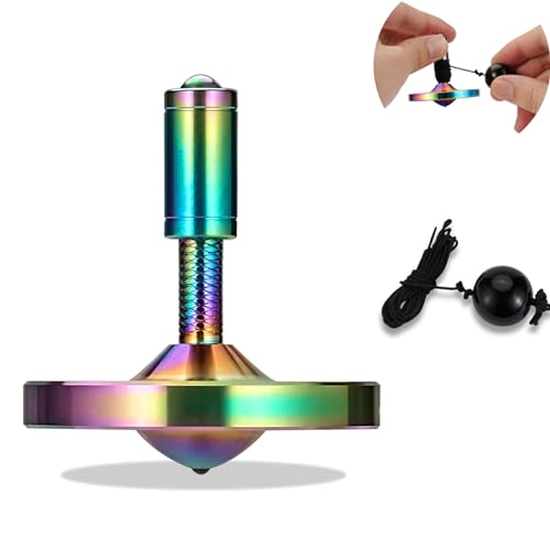 Präzisions kreisel mit Schnur, Hochleistungs-Gyrospielzeug aus rostfreiem Metall und ohne Schwerkraft, erstaunliche Drehzeit von bis zu 15 Minuten, effiziente Zeitverschwendung (M, Buntes) von LOQATIDIS