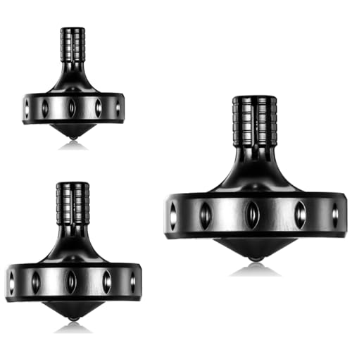 LOQATIDIS Präzisions kreisel aus Metall, perfekt ausbalanciert, sanfte Rotation, Lange Rotationszeit, leicht über 10 Minuten, tragbares EDC-Spielzeug (3Pcs Schwarz L+M+S) von LOQATIDIS