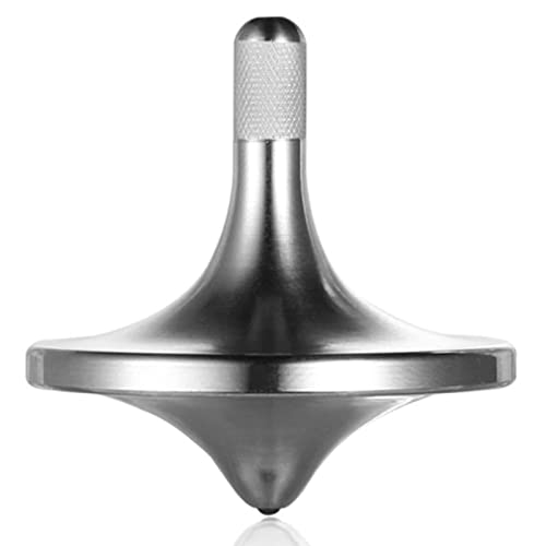 Umweltschutz Edelstahl Metall Kreisel, Anti-Schwerkraft perfekt ausbalanciertes zartes Tischspielzeug, leichtes drehen glatt Schleudern Schleuderzeit über 6 Minuten (S/Silber) von LOQATIDIS