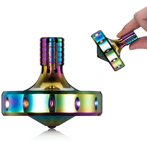 Präzisions kreisel aus Metall, perfekt ausbalanciert, sanfte Rotation, Lange Rotationszeit, leicht über 10 Minuten, tragbares EDC-Spielzeug (Bunt L) von LOQATIDIS