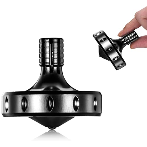 Präzisions kreisel aus Metall, perfekt ausbalanciert, sanfte Rotation, Lange Rotationszeit, leicht über 10 Minuten, tragbares EDC-Spielzeug (Schwarz L) von LOQATIDIS