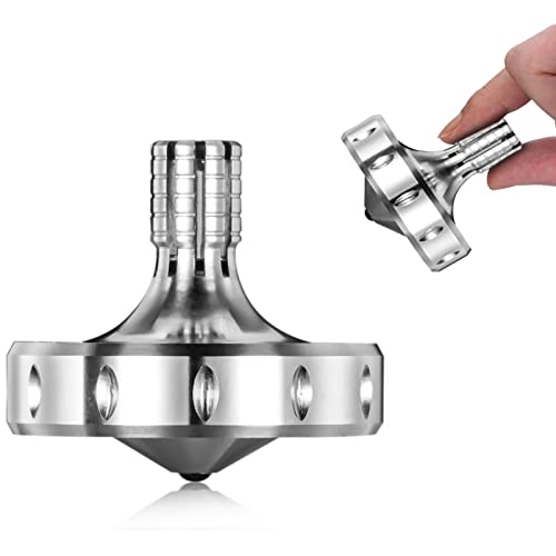 Präzisions kreisel aus Metall, perfekt ausbalanciert, sanfte Rotation, Lange Rotationszeit, leicht über 10 Minuten, tragbares EDC-Spielzeug (Silber L) von LOQATIDIS