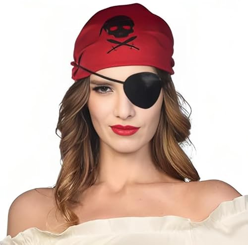 LORD C Augenklappe, Totenkopf, Kreuzknochen, Kapitän, Halloween, Motto-Party, Zubehör, Kostüm-Requisiten, Cosplay, Maskerade für Erwachsene, Mädchen und Jungen, 1 Stück (komplett schwarz) von LORD C