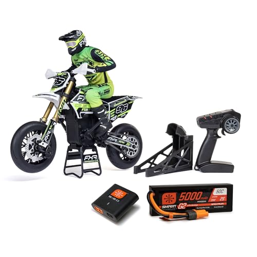 Losi 1/4 Promoto-SM FXR Supermoto Ferngesteuertes Motorrad RTR mit Schwungrad Stabi Stoßdämpfer 3 Fahrmodi Brushless Kettenantrieb Kupplung inkl Akku und Ladegerät von LOSI