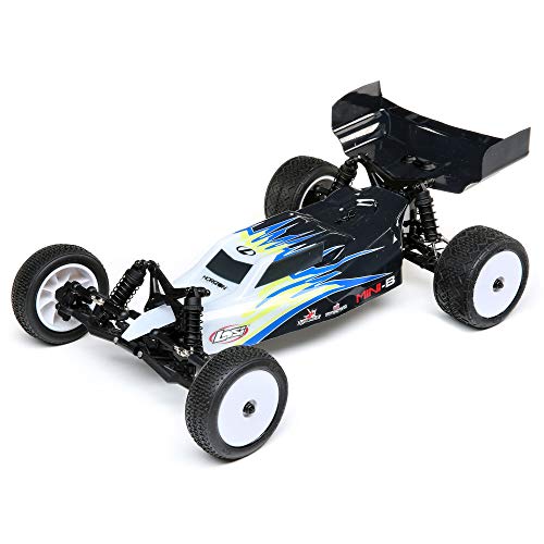 LOSI RC Car 1/16 Mini-B Brushed RTR (Ready-to-Run, Keine zusätzlichen Artikel nötig) 2WD Buggy, schwarz/weiß, LOS01016T2 von LOSI