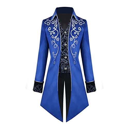 Gothic Jacke Herren ,Mittelalter Mantel Herren,Steampunk Jacke Herren Vintage Hoodie Kapuzenjacke Sweatjacke mit Kapuze Punk Mäntel Kapuzenpullover Viktorianischen Fasching Karneval Halloween Kostüm von LOSSLO