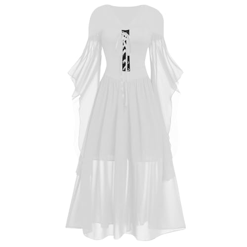 Gothic Kleid Damen Hexen - Mittelalter Maxikleid Fledermausärmel Festliche Vintage Hexenkleid Karneval Hexen Outfit Vampir Verbandkleid für Cosplay Party Fasching Outfite Freizeitkleid Gothic Kleid Damen Hexen - Mittelalter Maxikleid Fledermausärmel Festliche Vintage Hexenkleid Karneval Hexen Outfit Vampir Verbandkleid für Cosplay Party Fasching Outfite Freizeitkleid von LOSSLO