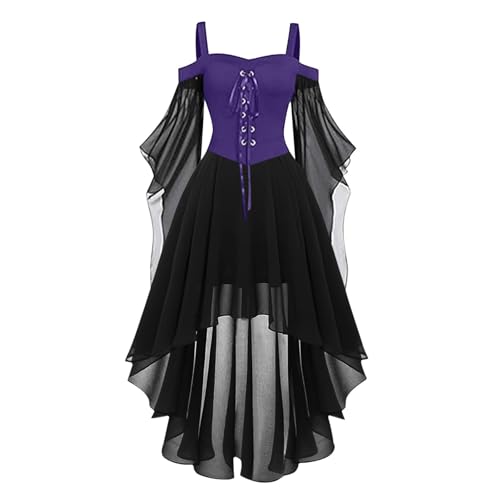 Gothic Kleid Damen Schulterfrei - Mittelalter Kleider Fledermausärmel Mesh Patchwork Hexenkleid Vampir Verbandkleid für Cosplay Party Halloween Karneval Outfit Rüschen Hexen Freizeitkleid Gothic Kleid Damen Schulterfrei - Mittelalter Kleider Fledermausärmel Mesh Patchwork Hexenkleid Vampir Verbandkleid für Cosplay Party Halloween Karneval Outfit Rüschen Hexen Freizeitkleid von LOSSLO