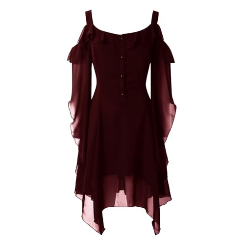 Gothic Kleider Damen Fledermausärmel - Steampunk Midikleid Vampir Mesh Patchwork Hexenkleid mit Unregelmäßiger Saum Hexen Verbandkleid Halloween Karneval Outfit Cosplay Party Freizeitkleid Gothic Kleider Damen Fledermausärmel - Steampunk Midikleid Vampir Mesh Patchwork Hexenkleid mit Unregelmäßiger Saum Hexen Verbandkleid Halloween Karneval Outfit Cosplay Party Freizeitkleid von LOSSLO