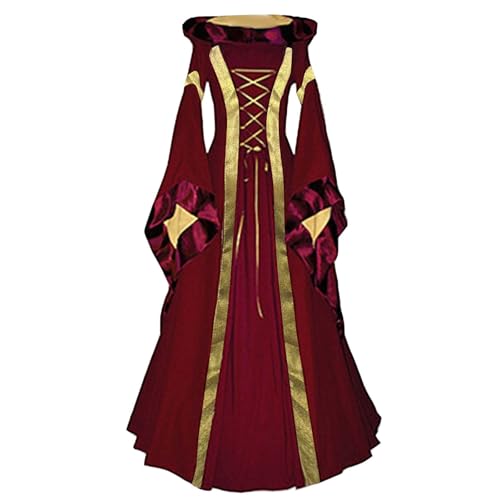 Gothic Kleidung Damen Schnürkleid - Mittelalter Kleider mit Kapuze Renaissance Kapuzenkleid Trompetenärmel Halloween Cosplay Outfit Karneval Carnival Outfite Maxikleid Hexenkleid Freizeitkleid Gothic Kleidung Damen Schnürkleid - Mittelalter Kleider mit Kapuze Renaissance Kapuzenkleid Trompetenärmel Halloween Cosplay Outfit Karneval Carnival Outfite Maxikleid Hexenkleid Freizeitkleid von LOSSLO