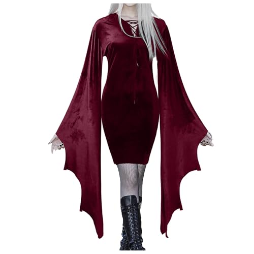 Halloween Kleidung Damen Vampir - Gothic Kleider Fledermausärmel Festliche Retro Kleid für Cosplay Party Vintage Verbandkleid Hexe Freizeitkleid Karneval Outfit Fasching Outfite Hexenkleid Halloween Kleidung Damen Vampir - Gothic Kleider Fledermausärmel Festliche Retro Kleid für Cosplay Party Vintage Verbandkleid Hexe Freizeitkleid Karneval Outfit Fasching Outfite Hexenkleid von LOSSLO