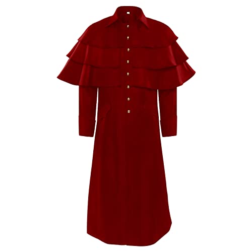 Herren Geistliche Kostüm - Steampunk Mantel Herren Pfarrer Schwarz Renaissance Bischof Frack mit Knöpft Viktorianische Hof Gehrock Retro Uniform Elegant Performance-Kleidung Halloween Kostüm von LOSSLO