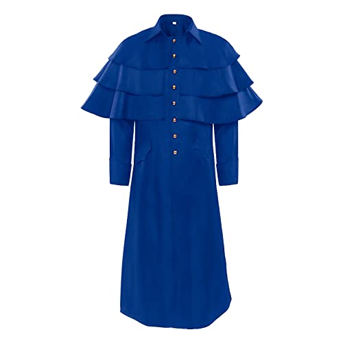Herren Geistliche Kostüm - Steampunk Mantel Herren Pfarrer Schwarz Renaissance Bischof Frack mit Knöpft Viktorianische Hof Gehrock Retro Uniform Elegant Performance-Kleidung Halloween Kostüm von LOSSLO