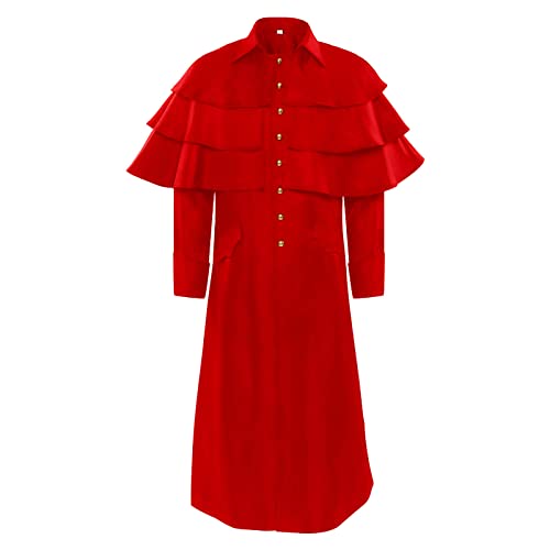 Herren Geistliche Kostüm - Steampunk Mantel Herren Pfarrer Schwarz Renaissance Bischof Frack mit Knöpft Viktorianische Hof Gehrock Retro Uniform Elegant Performance-Kleidung Halloween Kostüm von LOSSLO