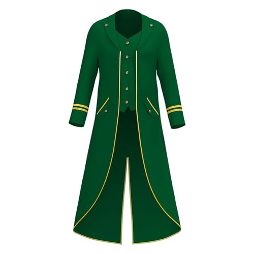 Herren Steampunk Frack Neu - Gothic Jacke Herren Lang Klassisch Grün Renaissance Mantel Retro Viktorianische Hof Gehrock Elegant Tuxedo Theater Performance Piraten Vampir Kleidung Halloween Kostüm von LOSSLO