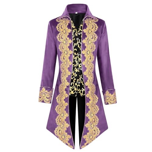 Herren Steampunk Jacke - Edelmann Mantel Herren Stickerei Trendy Renaissance Schwarz Frack Viktorianische Hof Gehrock Elegant Tuxedo Theater Performance Vampir Kleidung Halloween Kostüm von LOSSLO