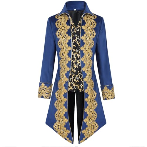 Herren Steampunk Jacke - Edelmann Mantel Herren Stickerei Trendy Renaissance Schwarz Frack Viktorianische Hof Gehrock Elegant Tuxedo Theater Performance Vampir Kleidung Halloween Kostüm von LOSSLO