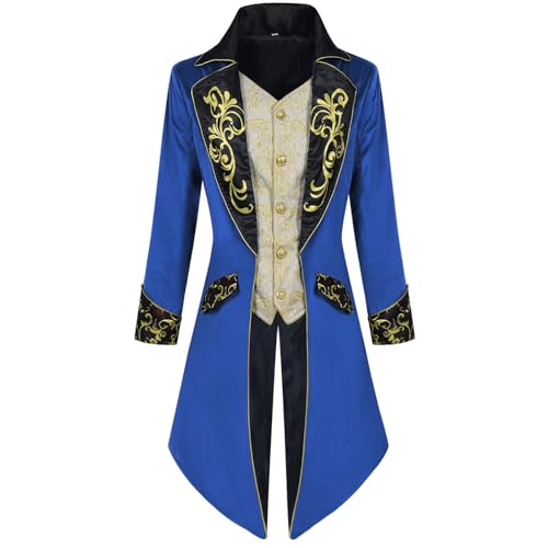 Herren Steampunk Jacke - Gothic Mantel Herren Midi Trendy Renaissance Schwarz Frack Stickerei Viktorianische Hof Gehrock Elegant Tuxedo Theater Performance Piraten Kleidung Halloween Kostüm von LOSSLO