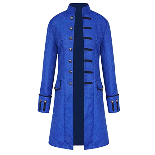 Herren Steampunk Kleidung - Gothic Mantel Herren Lang Klassisch Renaissance Blau Jacke mit Knöpft Retro Viktorianische Hof Gehrock Theater Performance-Kleidung Nightclub Party Halloween Kostüm Herren Steampunk Kleidung - Gothic Mantel Herren Lang Klassisch Renaissance Blau Jacke mit Knöpft Retro Viktorianische Hof Gehrock Theater Performance-Kleidung Nightclub Party Halloween Kostüm von LOSSLO