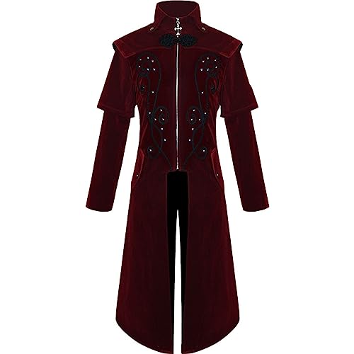 Herren Steampunk Kleidung - Gothic Mantel Herren Lang Renaissance Frack mit Reißverschluss Retro Viktorianische Hof Gehrock Mode Trenchcoat Jacke Kleidung Nightclub Party Halloween Kostüm Herren Steampunk Kleidung - Gothic Mantel Herren Lang Renaissance Frack mit Reißverschluss Retro Viktorianische Hof Gehrock Mode Trenchcoat Jacke Kleidung Nightclub Party Halloween Kostüm von LOSSLO