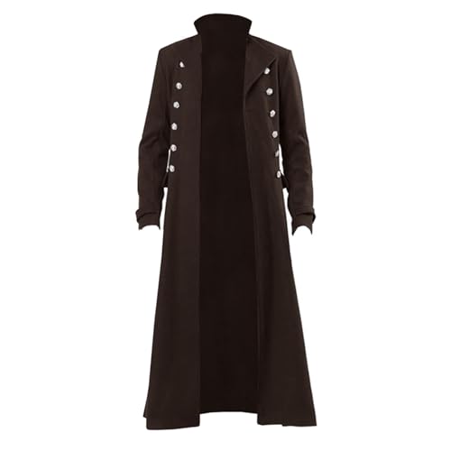 Herren Steampunk Kleidung - Gothic Mantel Herren Lang Renaissance Trenchcoat Schwarz Viktorianische Hof Gehrock Retro Jacke Cosplay Kleidung Nightclub Party Halloween Kostüm von LOSSLO