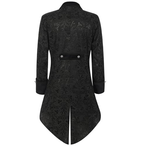 Herren Steampunk Tuxedo - Gothic Jacke Herren Midi Elegant Schwarz Frack Jacquard Retro Renaissance Gehrock Viktorianische Hof Mantel Piraten Vampir Cosplay Kleidung Halloween Kostüm Herren Steampunk Tuxedo - Gothic Jacke Herren Midi Elegant Schwarz Frack Jacquard Retro Renaissance Gehrock Viktorianische Hof Mantel Piraten Vampir Cosplay Kleidung Halloween Kostüm von LOSSLO