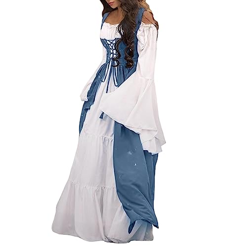 LOSSLO Mittelalter Kleidung Damen 2 Stück - Renaissance Maxikleid Trompetenärmel Vintage Viktorianisches Kleidung Retro Freizeitkleid Halloween Karneval Party Outfit Fasching Outfite Ballkleider LOSSLO Mittelalter Kleidung Damen 2 Stück - Renaissance Maxikleid Trompetenärmel Vintage Viktorianisches Kleidung Retro Freizeitkleid Halloween Karneval Party Outfit Fasching Outfite Ballkleider von LOSSLO