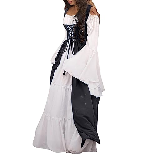 LOSSLO Mittelalter Kleidung Damen 2 Stück - Renaissance Maxikleid Trompetenärmel Vintage Viktorianisches Kleidung Retro Freizeitkleid Halloween Karneval Party Outfit Fasching Outfite Ballkleider LOSSLO Mittelalter Kleidung Damen 2 Stück - Renaissance Maxikleid Trompetenärmel Vintage Viktorianisches Kleidung Retro Freizeitkleid Halloween Karneval Party Outfit Fasching Outfite Ballkleider von LOSSLO