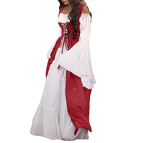 LOSSLO Mittelalter Kleidung Damen Kleid - Renaissance Maxikleid Trompetenärmel Vintage Viktorianisches Kleidung 2 Stück Halloween Karneval Party Outfit Retro Freizeitkleid Fasching Outfite Carnival LOSSLO Mittelalter Kleidung Damen Kleid - Renaissance Maxikleid Trompetenärmel Vintage Viktorianisches Kleidung 2 Stück Halloween Karneval Party Outfit Retro Freizeitkleid Fasching Outfite Carnival von LOSSLO
