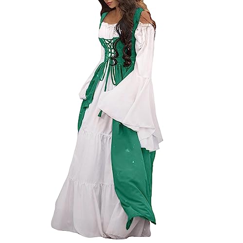 LOSSLO Mittelalter Kleidung Damen Kleid - Renaissance Maxikleid Trompetenärmel Vintage Viktorianisches Kleidung 2 Stück Halloween Karneval Party Outfit Retro Freizeitkleid Fasching Outfite Carnival LOSSLO Mittelalter Kleidung Damen Kleid - Renaissance Maxikleid Trompetenärmel Vintage Viktorianisches Kleidung 2 Stück Halloween Karneval Party Outfit Retro Freizeitkleid Fasching Outfite Carnival von LOSSLO