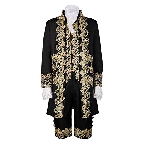 LOSSLO Steampunk Uniform Set 3-teiliges,Gothic Jacke Viktorianische Jacke Mantel Renaissance Frack Gehrock Mäntel Viktorianischen Trenchcoat Weste Anzughosen Männer Halloween Karneval Kostüm Outfits von LOSSLO