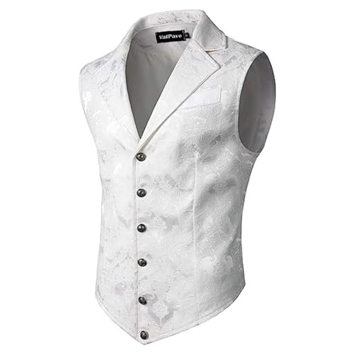 LOSSLO Weste Herren Gothic Steampunk Herren Anzugweste Zweireihig Viktorianischer Anzug Westes Mittelalter Renaissance Kleidung Halloween Kostüm für Kostüme Party von LOSSLO
