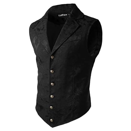 LOSSLO Weste Herren Gothic Steampunk Herren Anzugweste Zweireihig Viktorianischer Anzug Westes Mittelalter Renaissance Kleidung Halloween Kostüm für Kostüme Party von LOSSLO