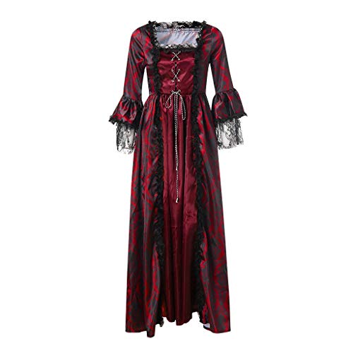Mittelalter Kleid Damen Königin, Renaissance Maxikleid Trompetenärmel, Viktorianisches Palast SpitzenkleidRetro Bodenlang Cocktailkleid Halloween Kostüm Karneval Prinzessin Faschingskostüme Cosplay von LOSSLO