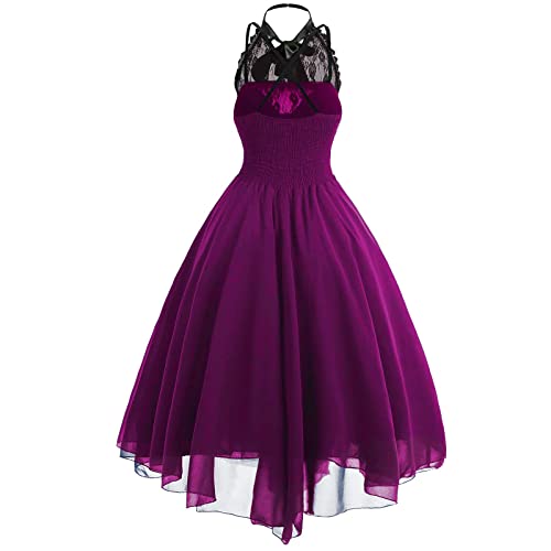 Mittelalter Kleid Damen mit Korsett, Renaissance Kleider Schulterfrei, Gothic Vintage MaxikleidSexy Spitzen Rüschen Ballkleid Retro Abendkleider Halloween Kostüm Karneval Party Faschingskostüme von LOSSLO