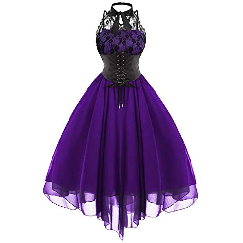 Mittelalter Kleid Damen mit Korsett, Renaissance Kleider Schulterfrei, Gothic Vintage MaxikleidSexy Spitzen Rüschen Ballkleid Retro Abendkleider Halloween Kostüm Karneval Party Faschingskostüme von LOSSLO