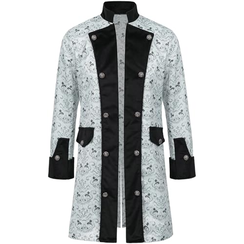 Neu 2025 Herren Steampunk Kleidung - Gothic Mantel Herren Midi Renaissance Jacke Retro Viktorianische Hof Gehrock Renaissance Trenchcoat Theater Kleidung Nightclub Party Halloween Kostüm von LOSSLO