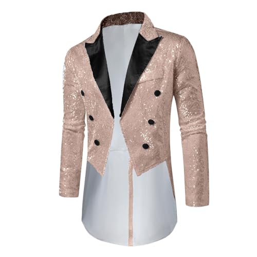 Neu 2025 Steampunk Frack Herren Pailletten - Gothic Jacke Herren Midi Grün Renaissance Mantel Trendy Viktorianische Hof Gehrock Elegant Tuxedo Glitzerjacke Piraten Kleidung Halloween Kostüm von LOSSLO