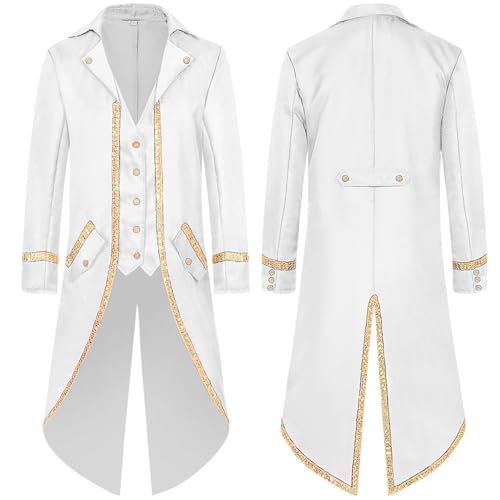 Neu 2025 Steampunk Jacke Herren - Gothic Frack Herren Lang Trendy Grün Renaissance Mantel Viktorianische Hof Gehrock Elegant Tuxedo Theater Performance Vampir Kleidung Halloween Kostüm von LOSSLO