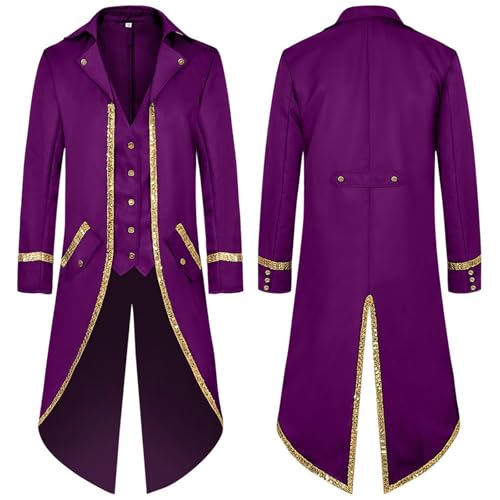 Neu 2025 Steampunk Jacke Herren - Gothic Frack Herren Lang Trendy Grün Renaissance Mantel Viktorianische Hof Gehrock Elegant Tuxedo Theater Performance Vampir Kleidung Halloween Kostüm von LOSSLO