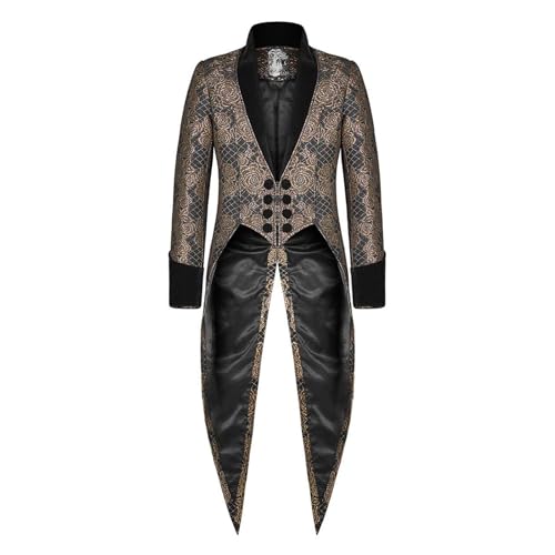 Steampunk Herren Edelmann Frack - Gothic Jacke Herren Midi Stickerei Gold Mantel Stehkragen Viktorianische Hof Gehrock Retro Renaissance Tuxedo Elegant Performance-Kleidung Halloween Kostüm Steampunk Herren Edelmann Frack - Gothic Jacke Herren Midi Stickerei Gold Mantel Stehkragen Viktorianische Hof Gehrock Retro Renaissance Tuxedo Elegant Performance-Kleidung Halloween Kostüm von LOSSLO