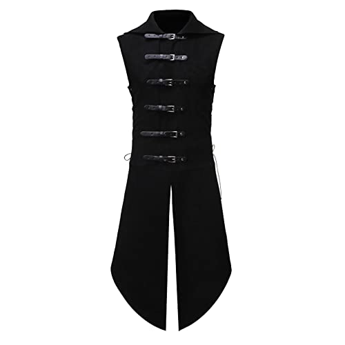 Steampunk Herren Frack ärmellos - Gothic Jacke Herren Lang Trendy Schwarz Mantel Viktorianische Hof Gehrock Retro Renaissance Tuxedo Elegant Performance-Kleidung Halloween Kostüm Steampunk Herren Frack ärmellos - Gothic Jacke Herren Lang Trendy Schwarz Mantel Viktorianische Hof Gehrock Retro Renaissance Tuxedo Elegant Performance-Kleidung Halloween Kostüm von LOSSLO