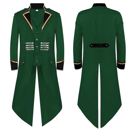 Steampunk Herren Jacke - Gothic Frack Herren Lang Grün Renaissance Gehrock Klassiker Viktorianische Hof Mantel Elegant Tuxedo Piraten Vampir Cosplay Performance-Kleidung Halloween Kostüm Steampunk Herren Jacke - Gothic Frack Herren Lang Grün Renaissance Gehrock Klassiker Viktorianische Hof Mantel Elegant Tuxedo Piraten Vampir Cosplay Performance-Kleidung Halloween Kostüm von LOSSLO